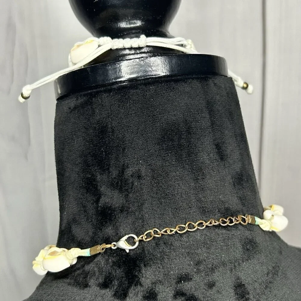 Cowrie Shell Choker Necklace and Bracelet Set Boho Surfer Y2K Beach Fashion